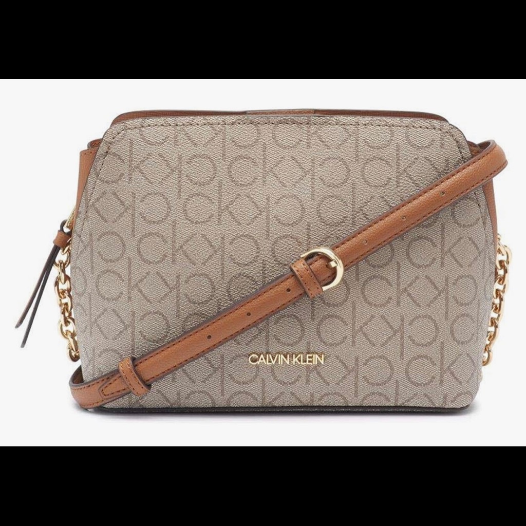 Nwt Calvin Klein Hailey Signature Triple Compartment Chain Crossbody